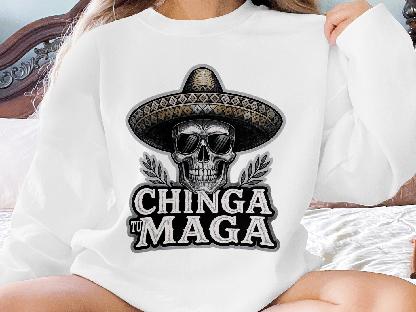 Chinga Tu Maga Graphic Skull Sweatshirt product