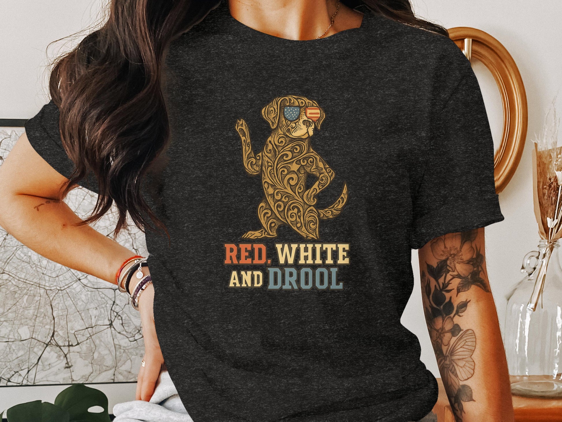 Red White and Drool Patriotic Dog Graphic shirt product