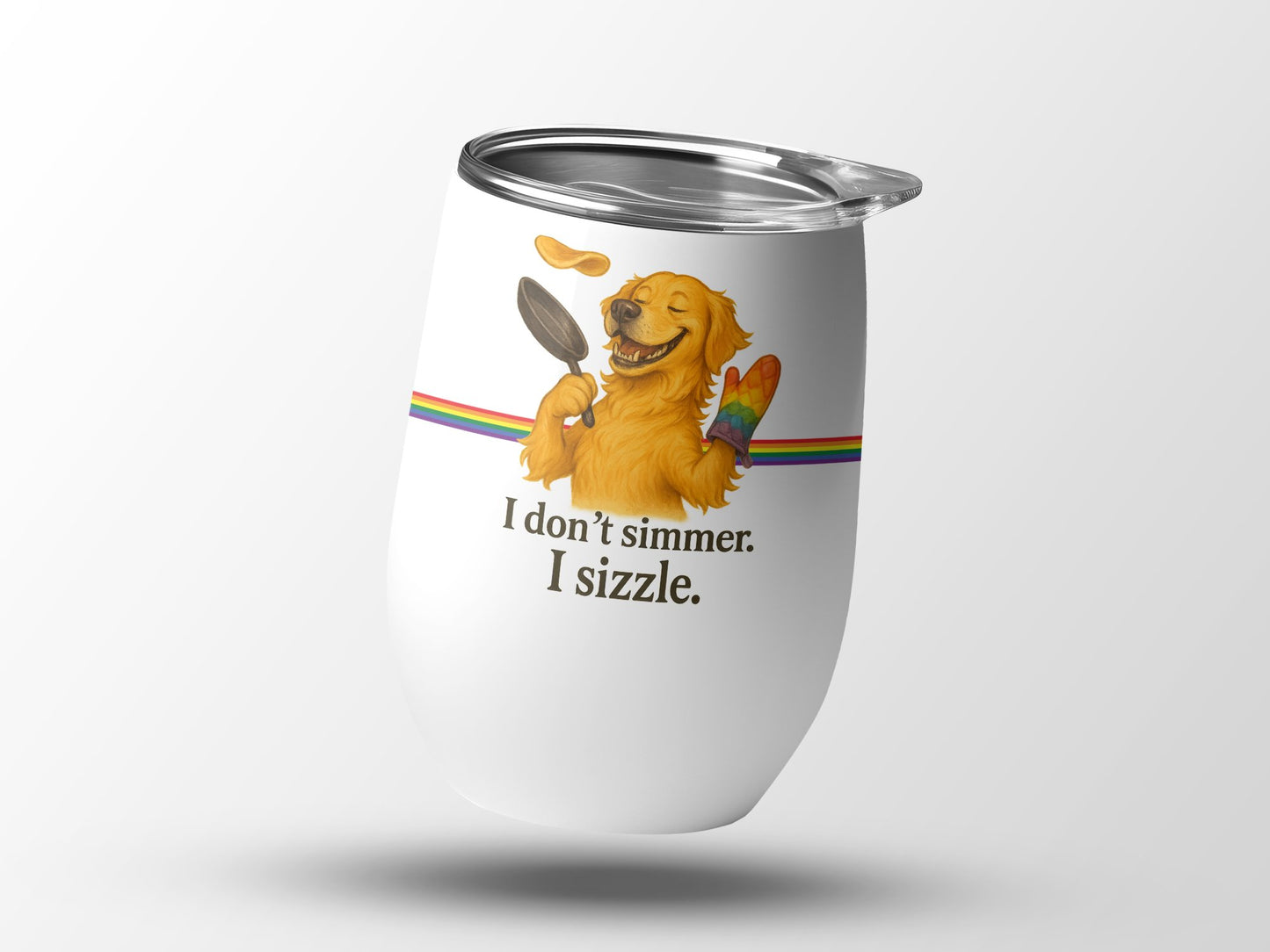 I Don't Simmer I Sizzle Design on Unique Drinkware Product