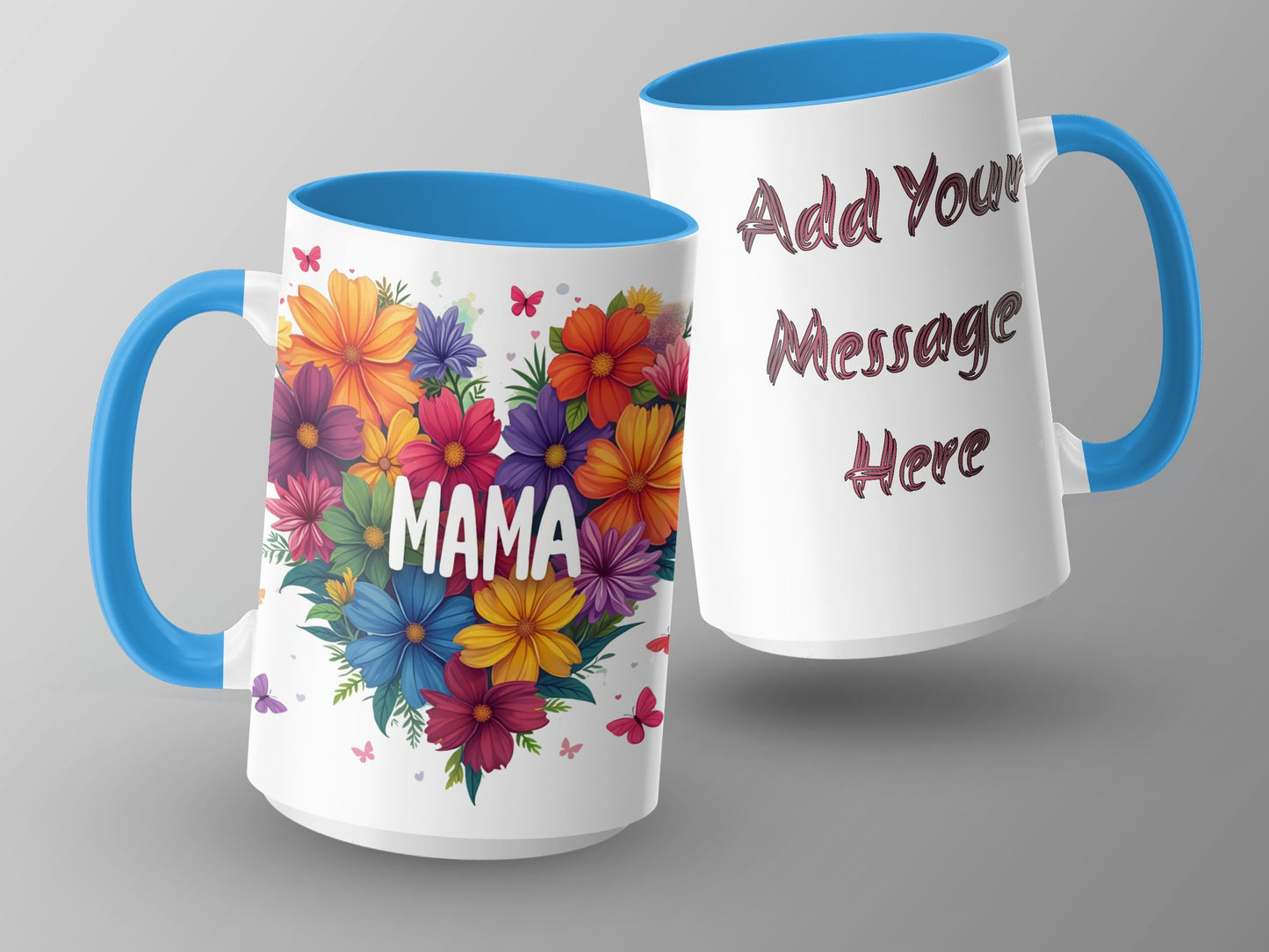Colorful Floral Mama Heart Add Message Here Mug product