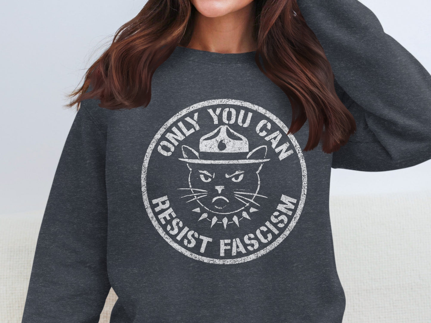 Only You Can Resist Fascism Cat Graphic Sweatshirt product