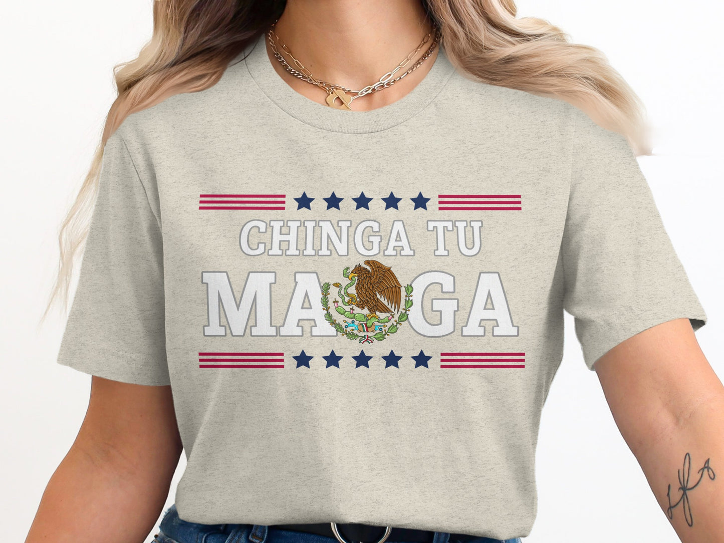 Chinga Tu MAGA Design Gray Short Sleeve T-Shirt product type