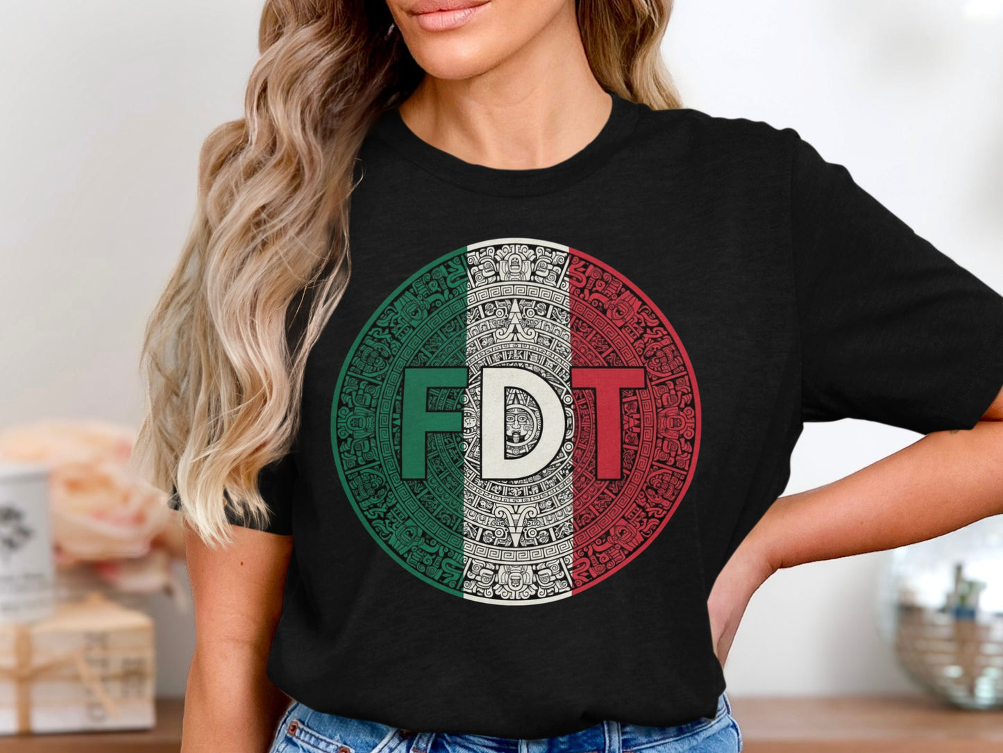 Fashionable FDT Graphic Tee with Aztec Design product