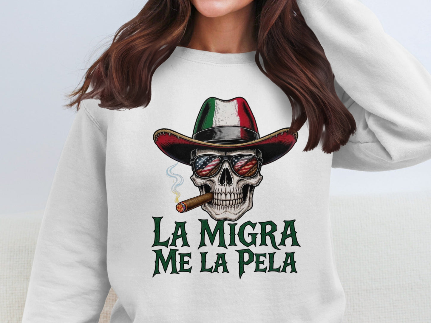 La Migra Me La Pela Skull Hat Sunglasses product type