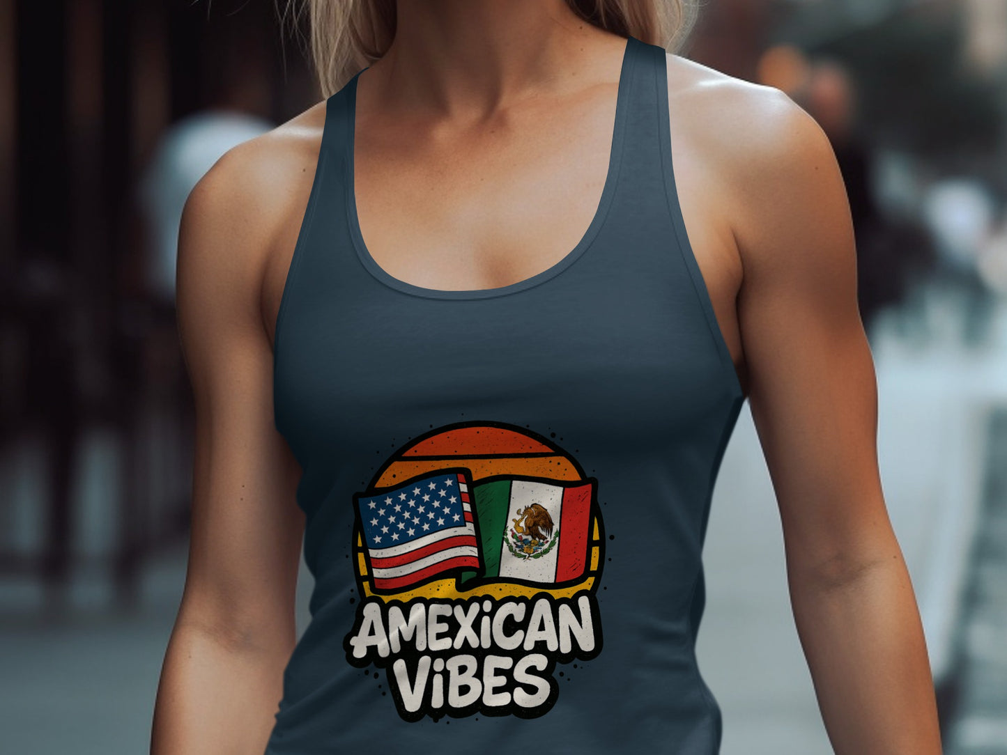 American Mexican Vibes Graphic Racerback Tank Top product