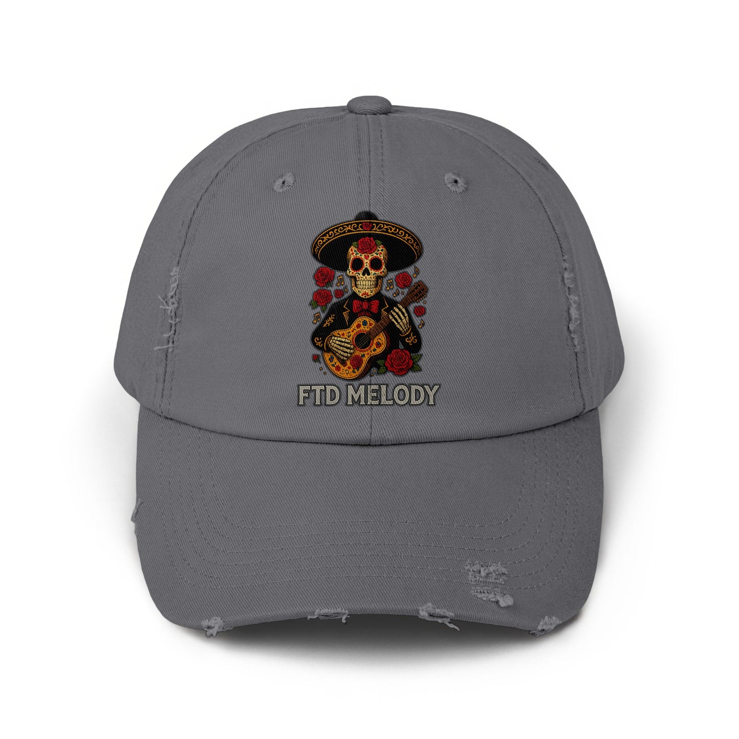 FTD Melody Skull Embroidery Distressed Grey Hat product