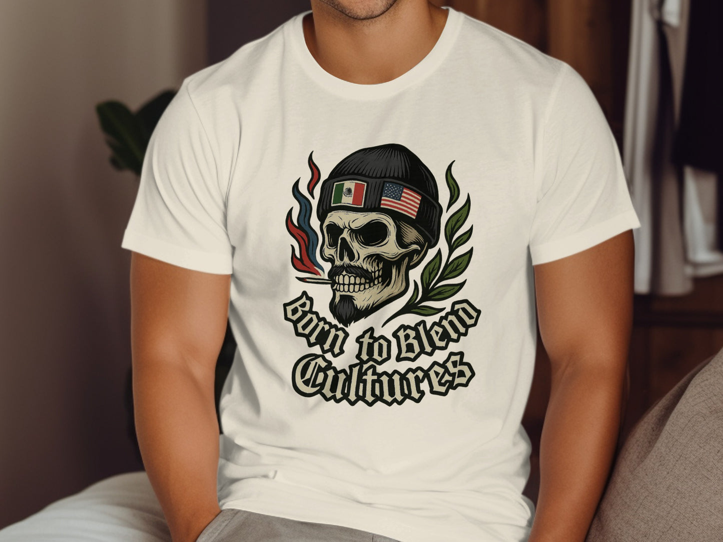 Born to Blend Cultures Skull Graphic T-Shirt product