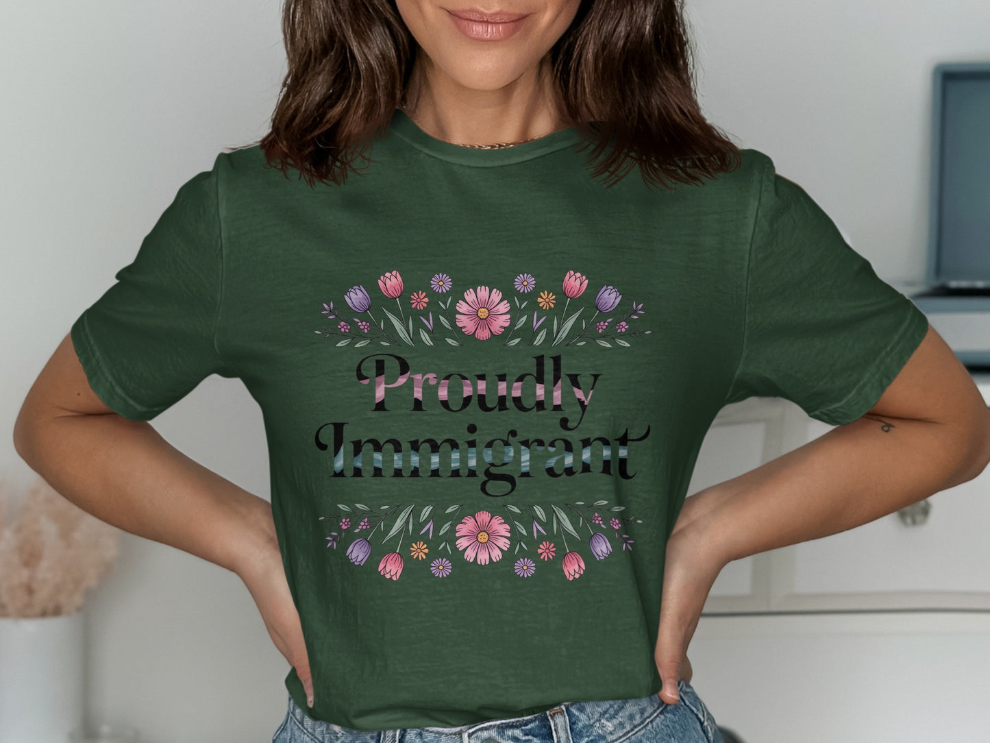 Proudly Immigrant Floral Graphic Print T-shirt product