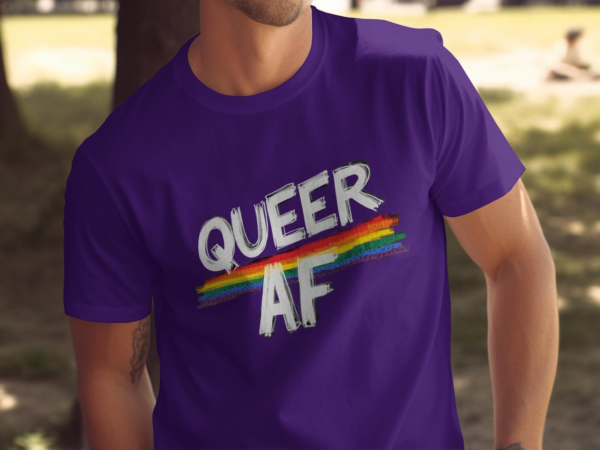QUEER AF Rainbow Graphic Tee Shirt Vibrant Design product