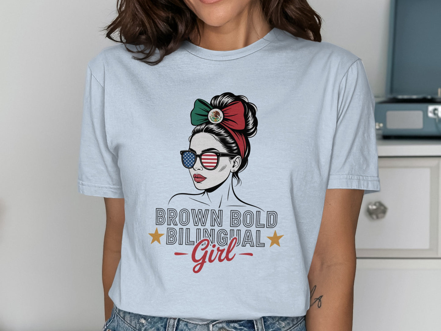Brown Bold Bilingual Girl Graphic Short Sleeve Shirt product type