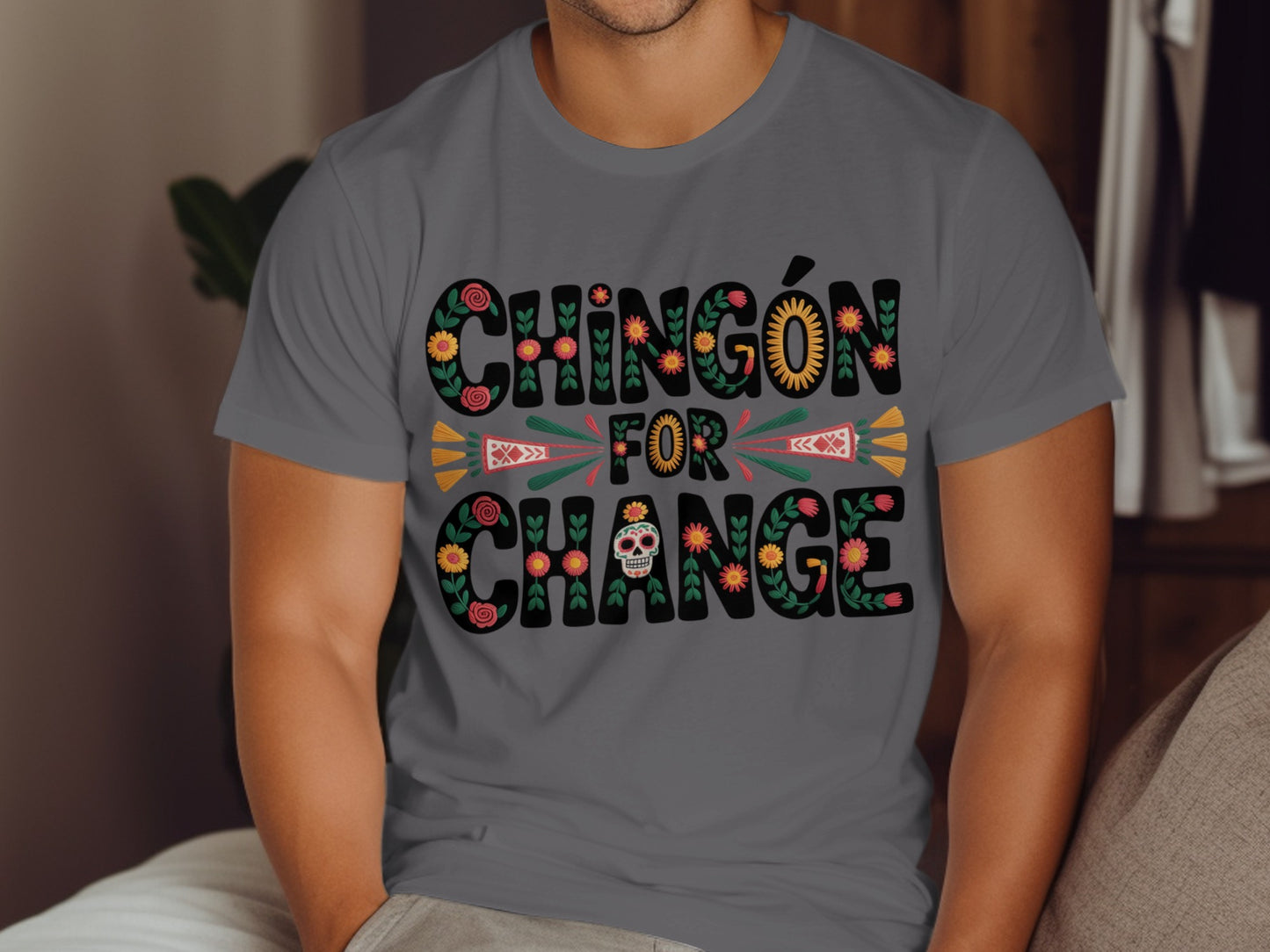 Chingón For Change Floral Design Unique T-Shirt Product