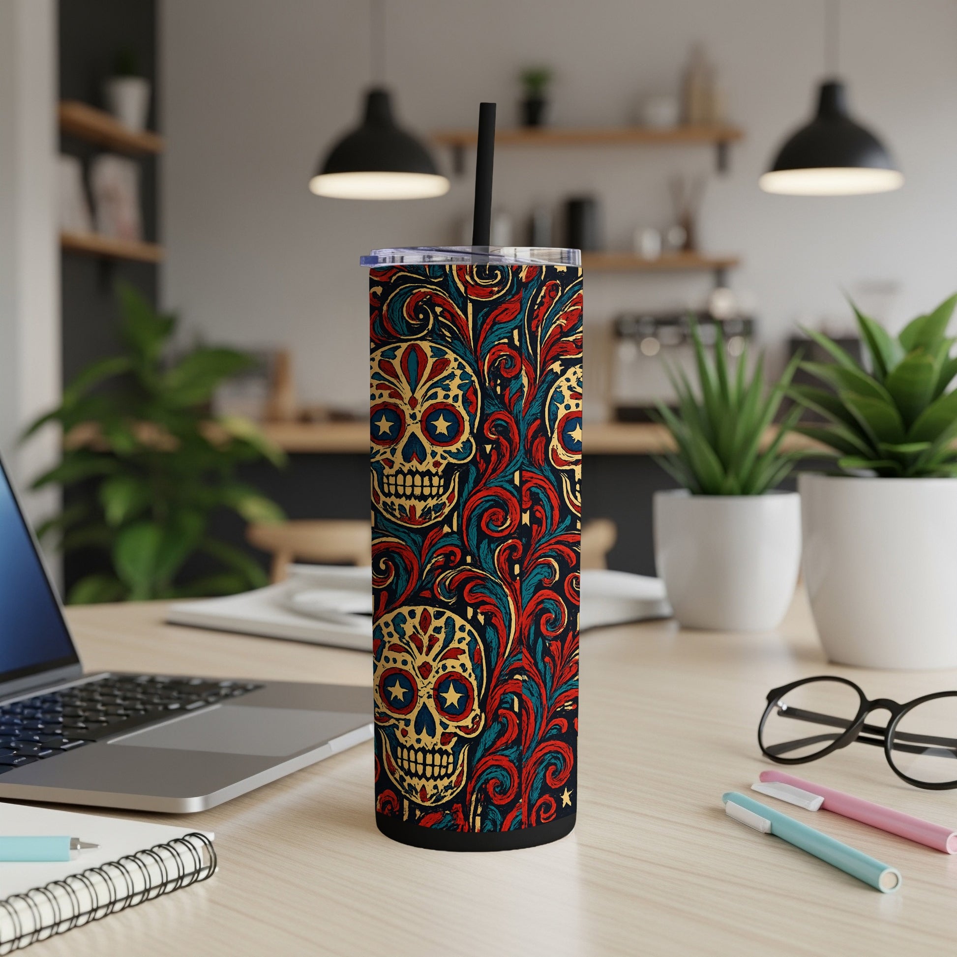 Colorful Skull Tumbler Design for Drinkware Product