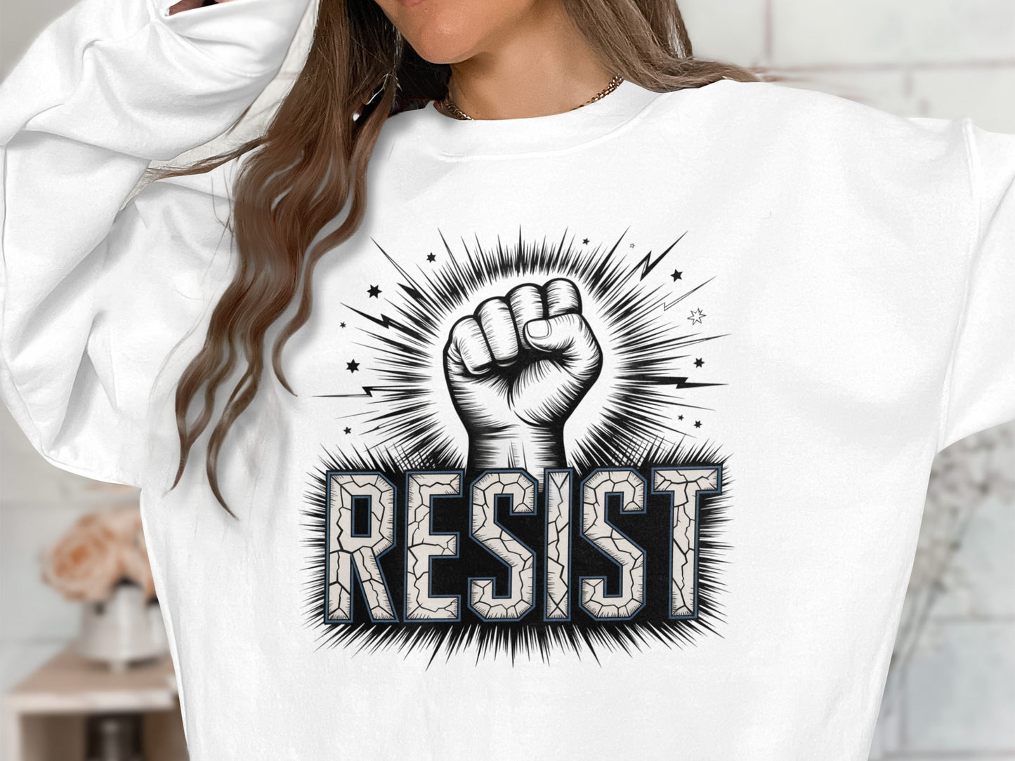 Resist Fist Graphic Sweatshirt Unisex Fashion Product