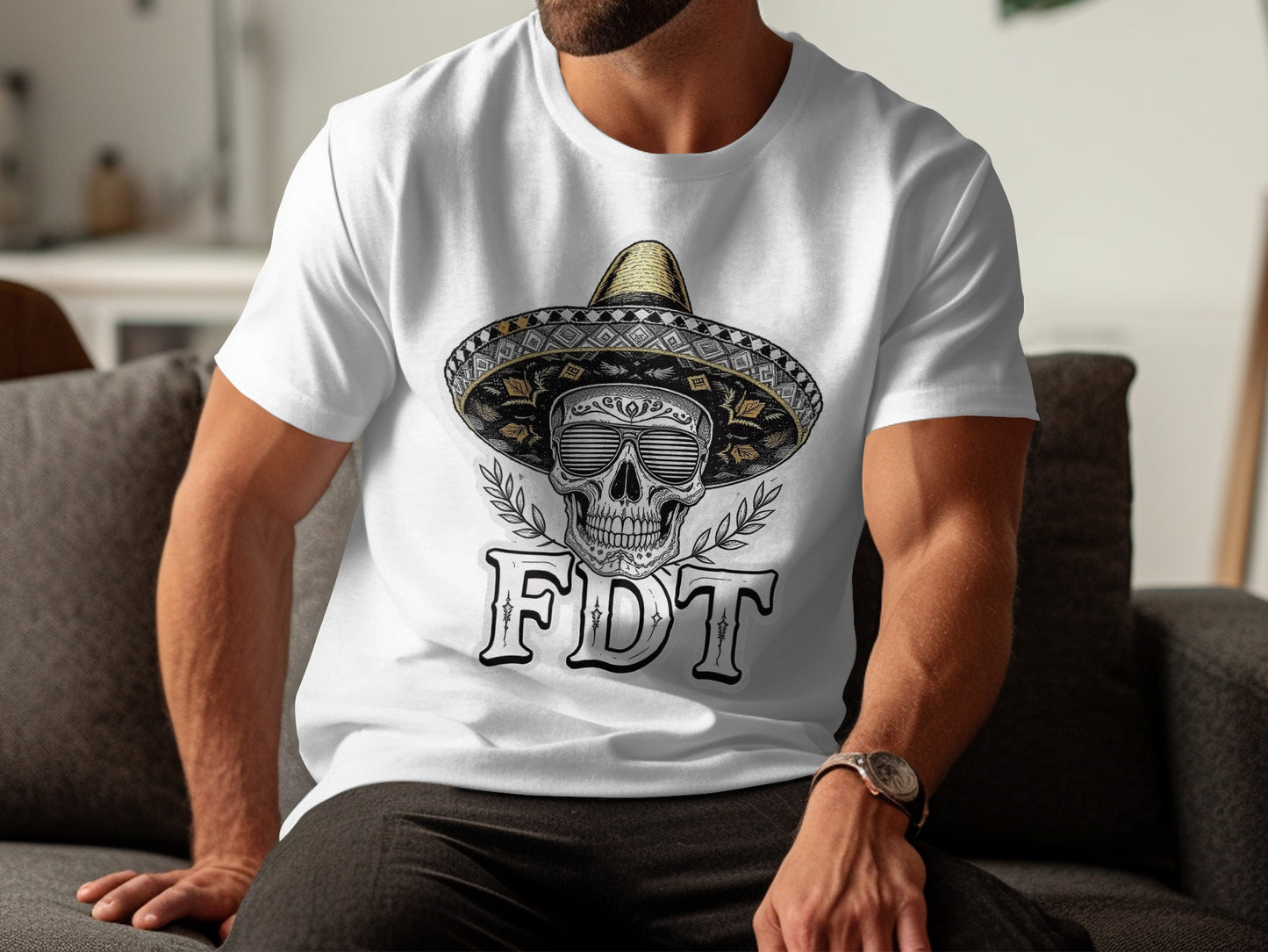 Skull With Sombrero FDT Design Graphic T-Shirt product