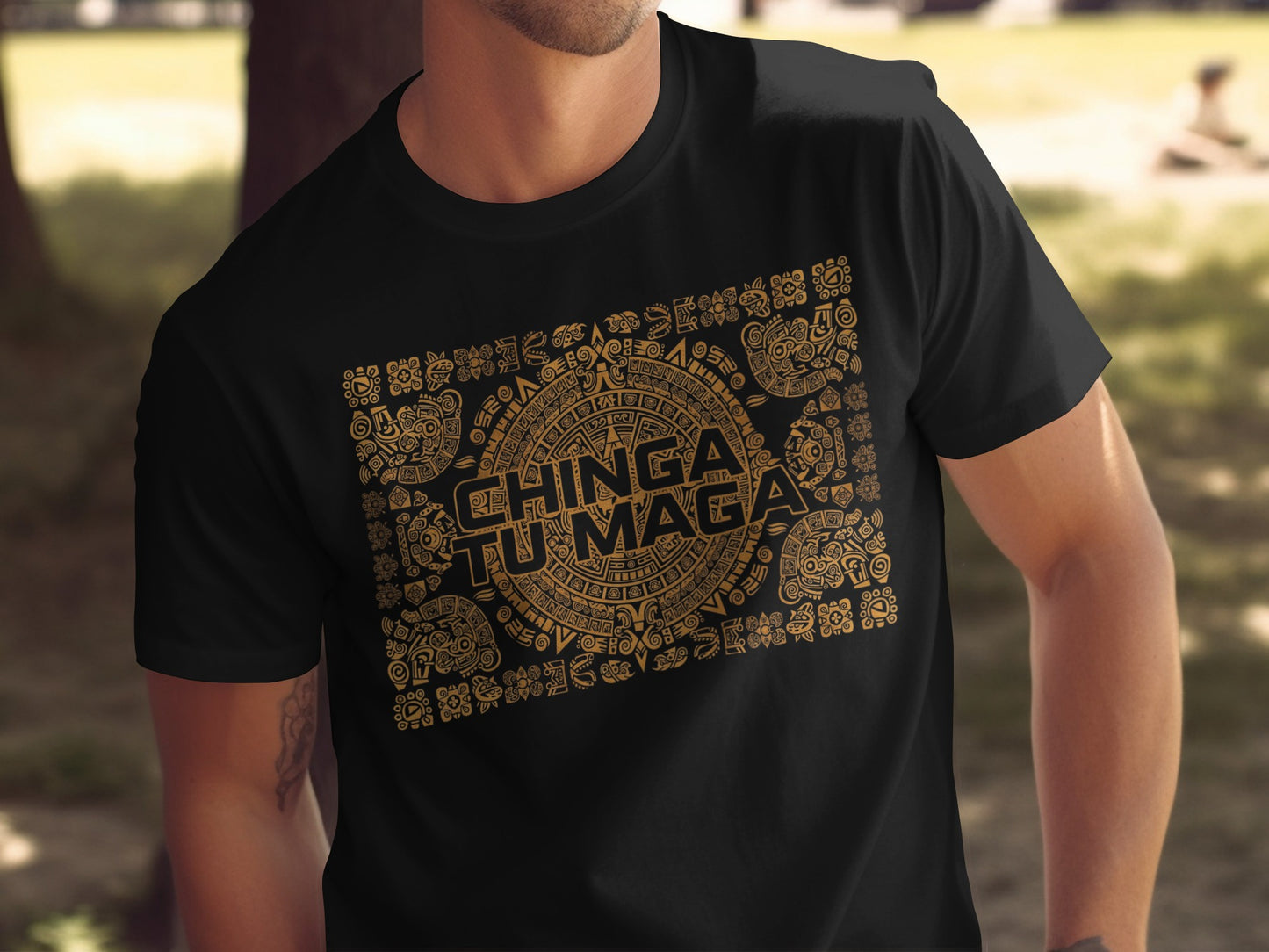 Chinga Tu Madre Aztec Calendar Design T-Shirt product