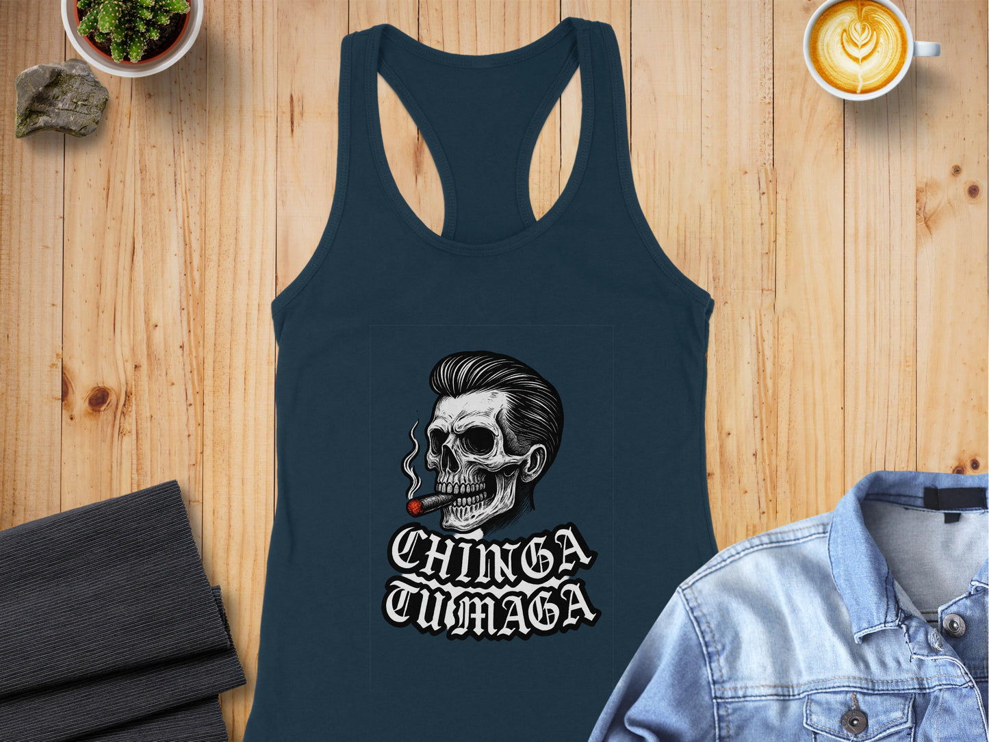 Chinga Tu Maga Skull Smoking Graphic Tank product