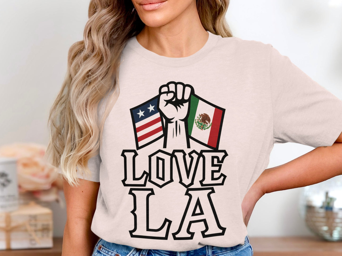 Love LA Mexico USA Flag Graphic Tee product