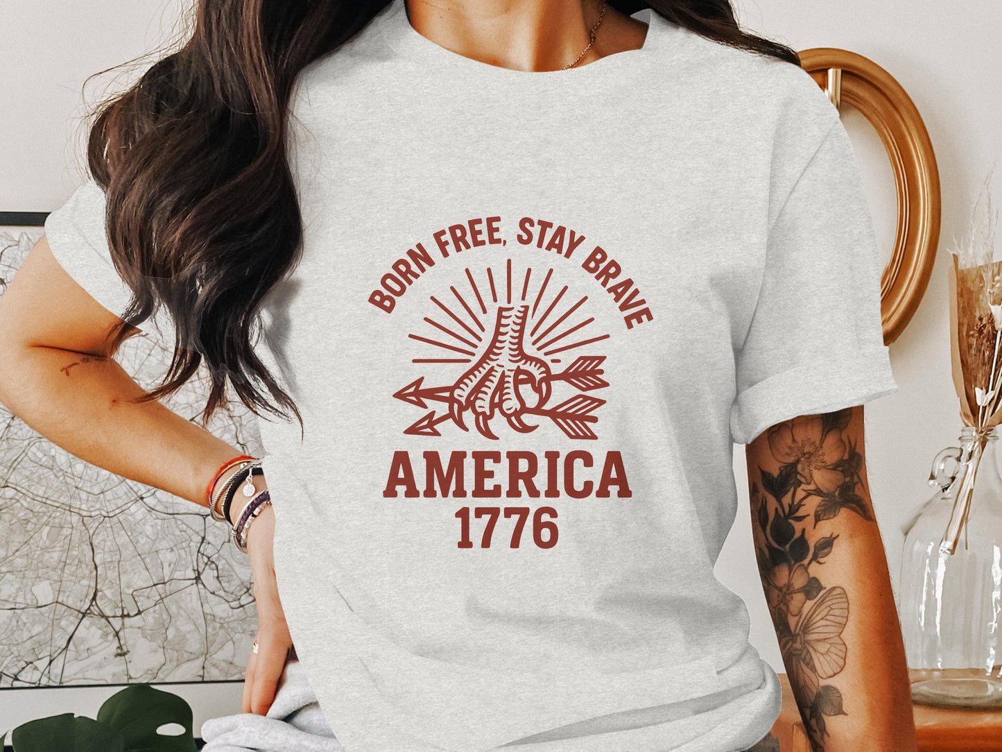 Born Free Stay Brave America 1776 Graphic T-shirt product type