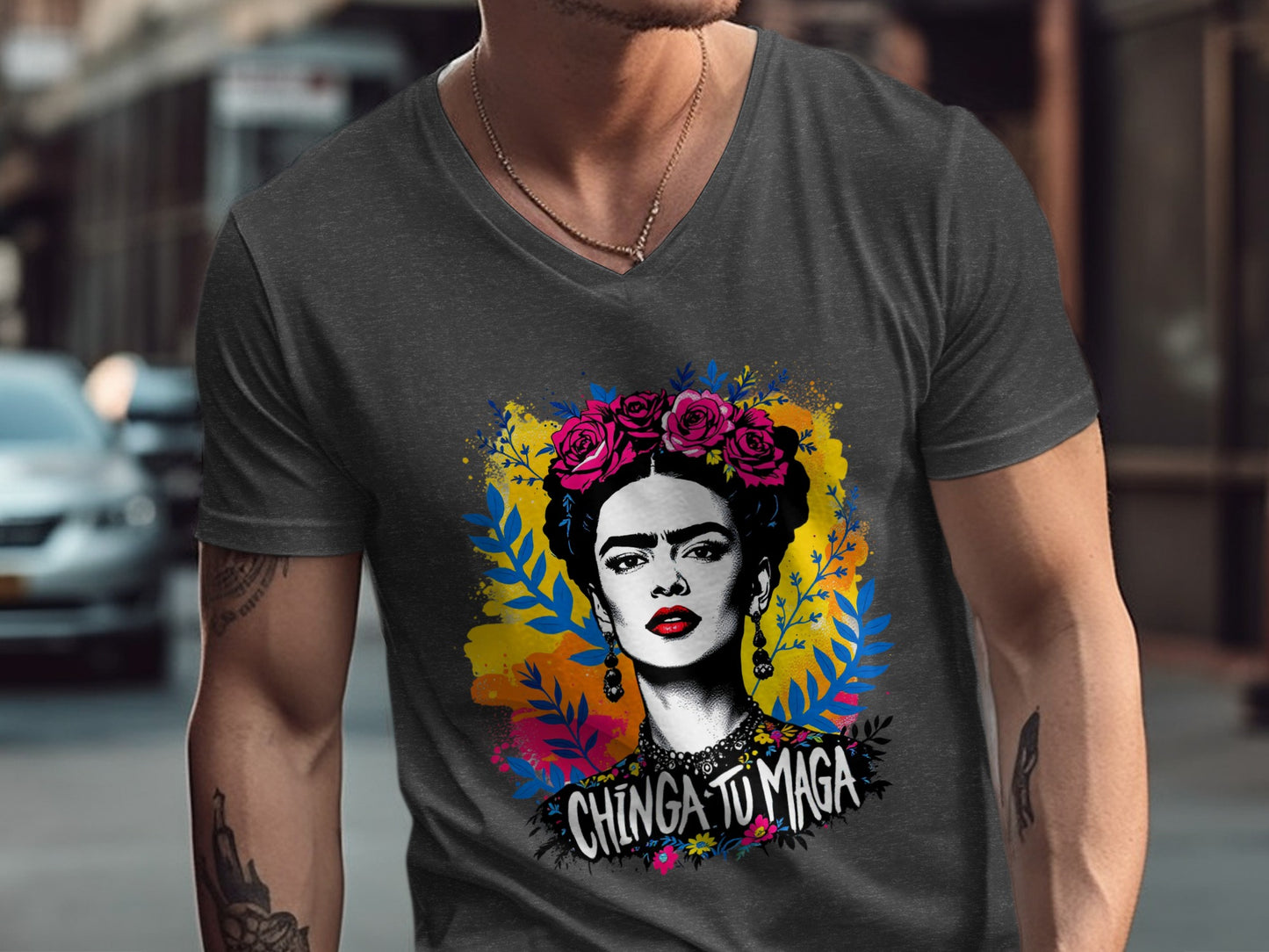 Bold Chinga Tu Maga Graphic V Neck Tee Product