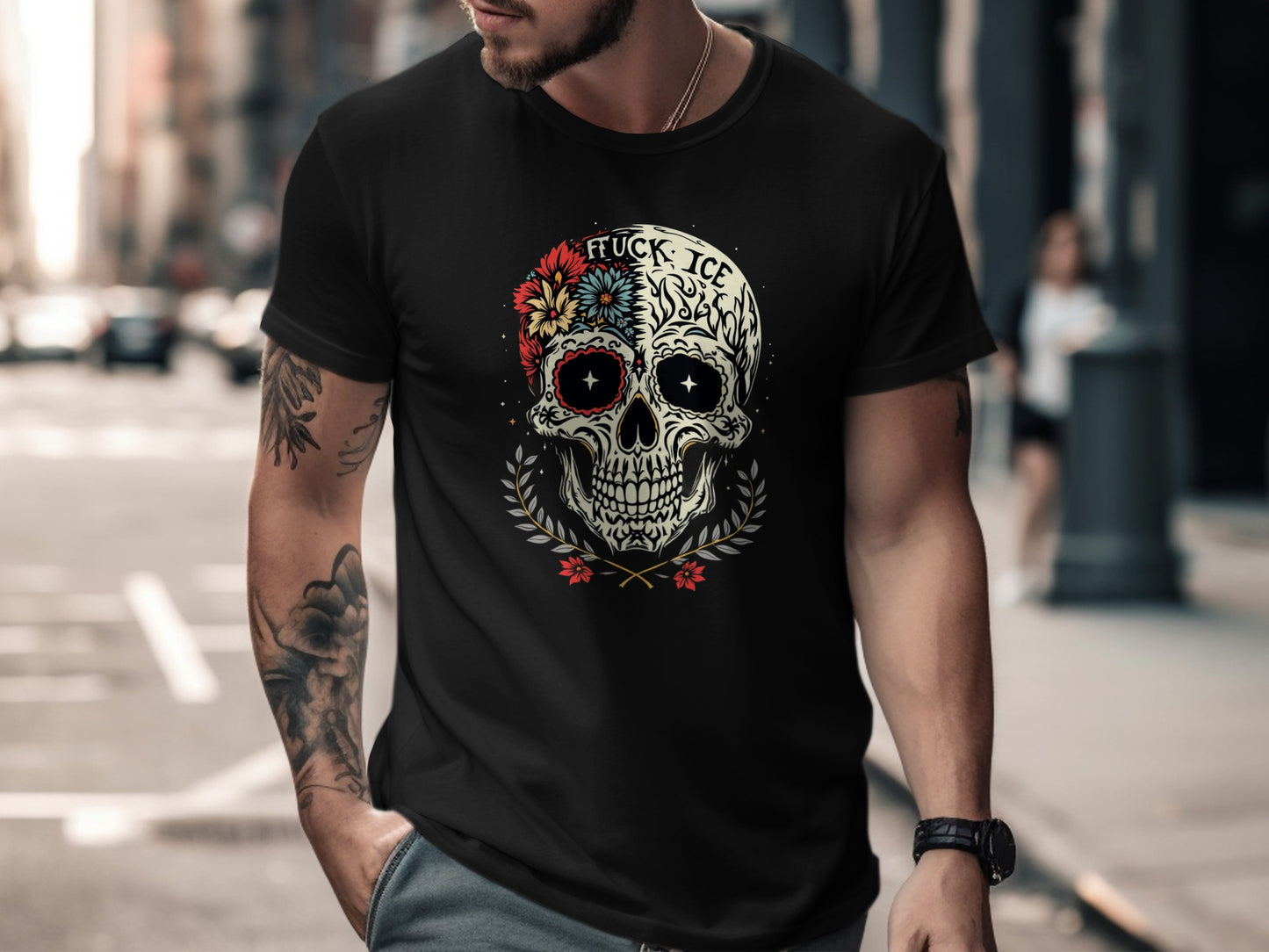 Sugar Skull Graphic Printed T-shirt Unique Design product type