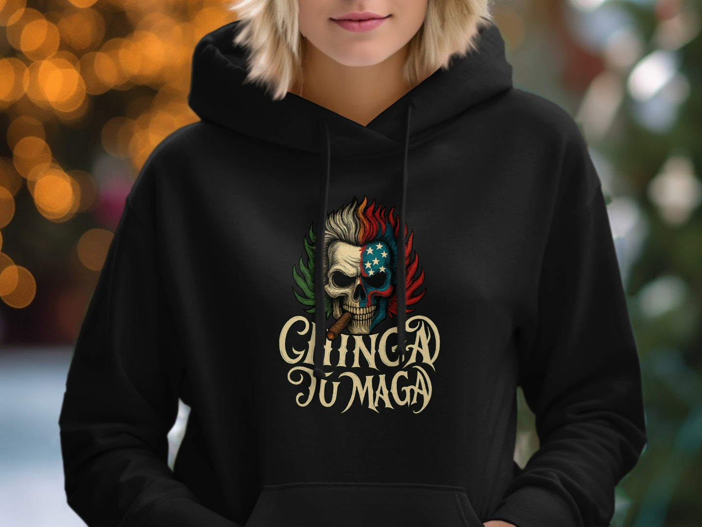 Chinga Tu Maga Artistic Skull Design Hoodie product