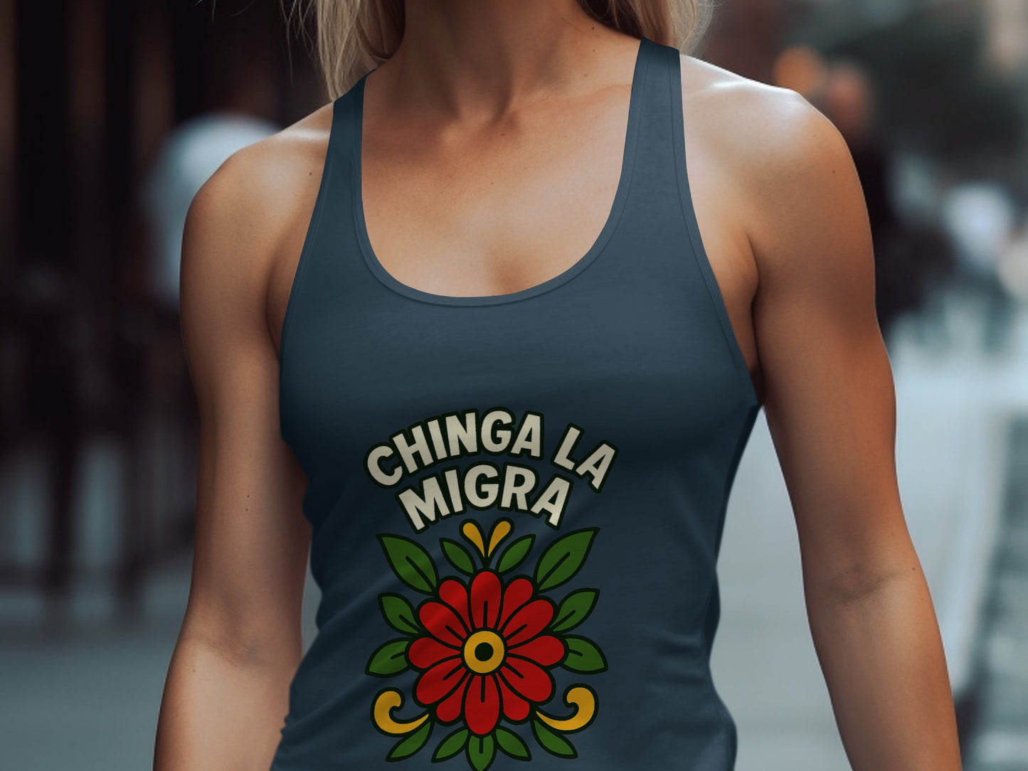 Chinga La Migra Floral Graphic Women's Tank Top product