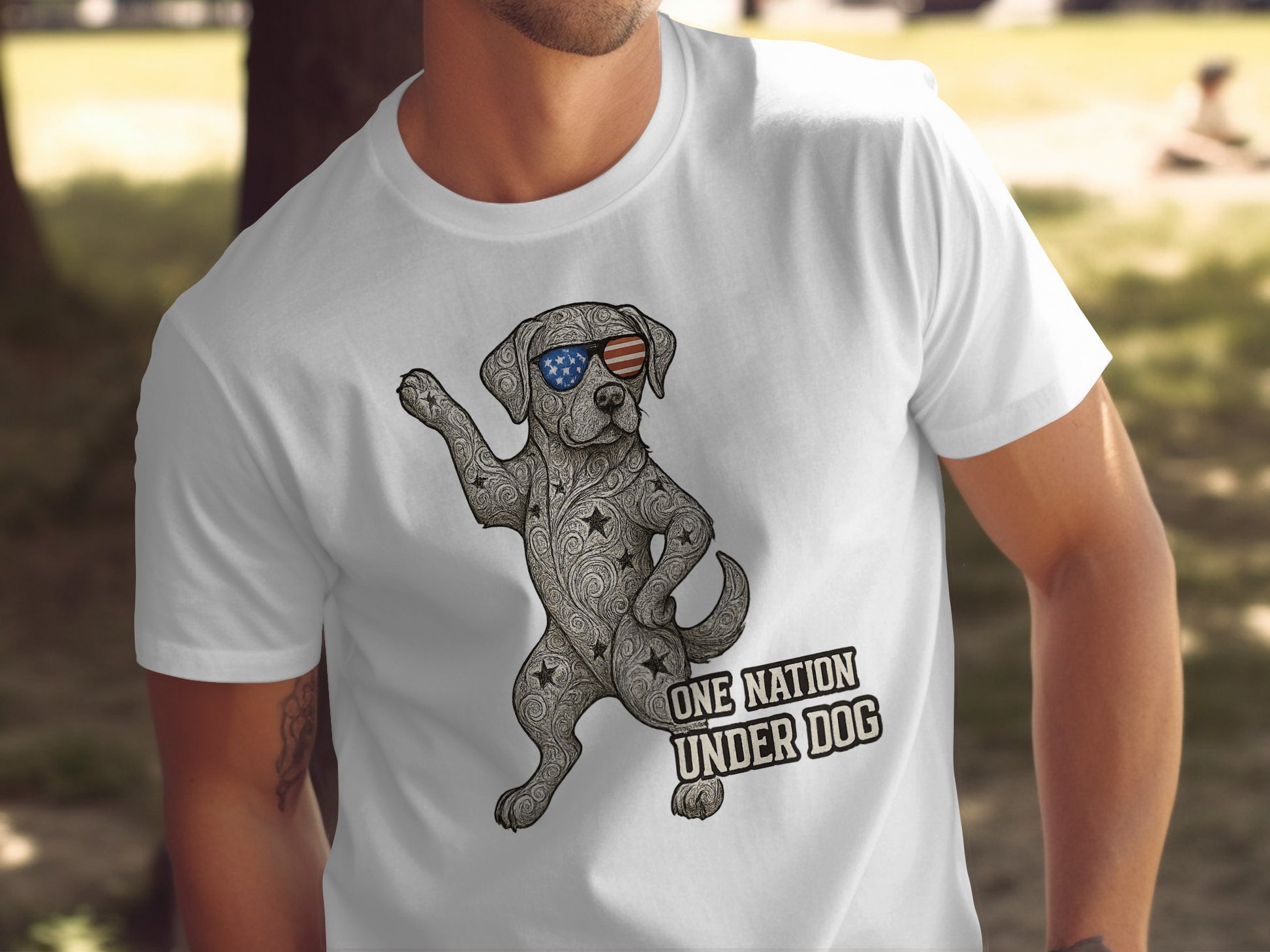 One Nation Under Dog Graphic White T-Shirt product type