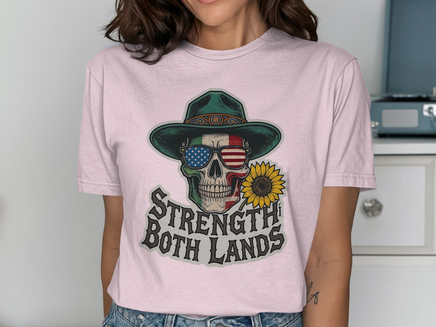 Strength Both Lands Skull Graphic Tee product type