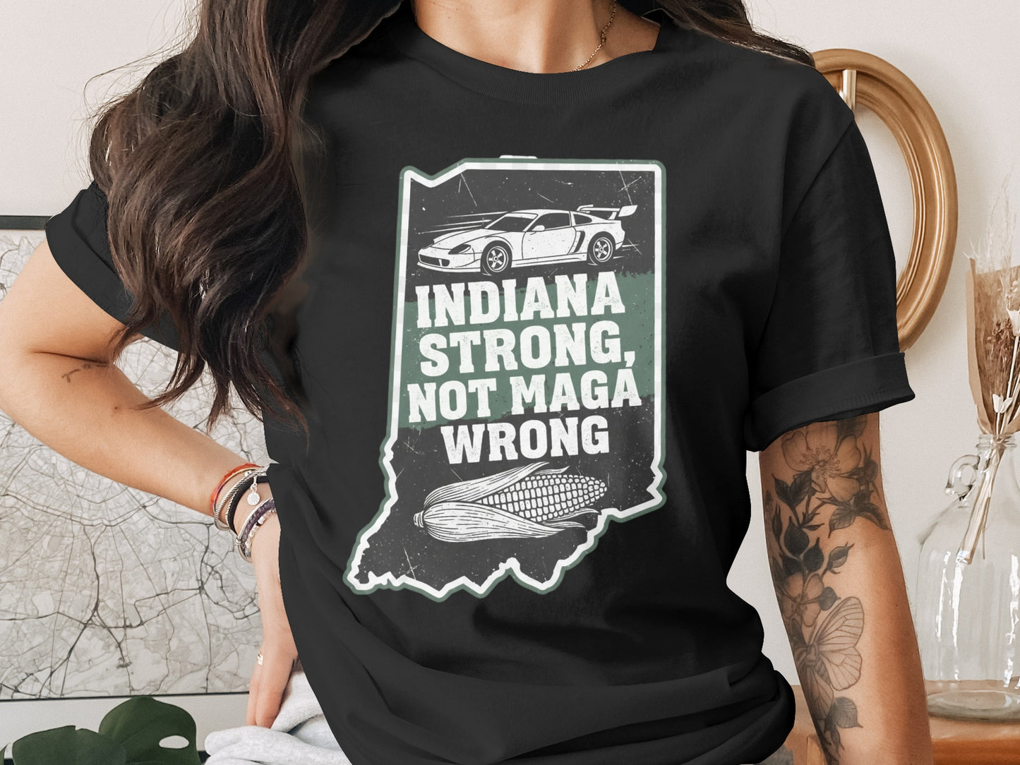 Indiana Strong Not Maga Wrong Graphic T-Shirt product