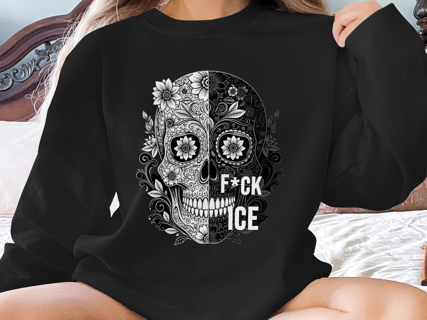 Floral Skull Design Statement Sweatshirt product