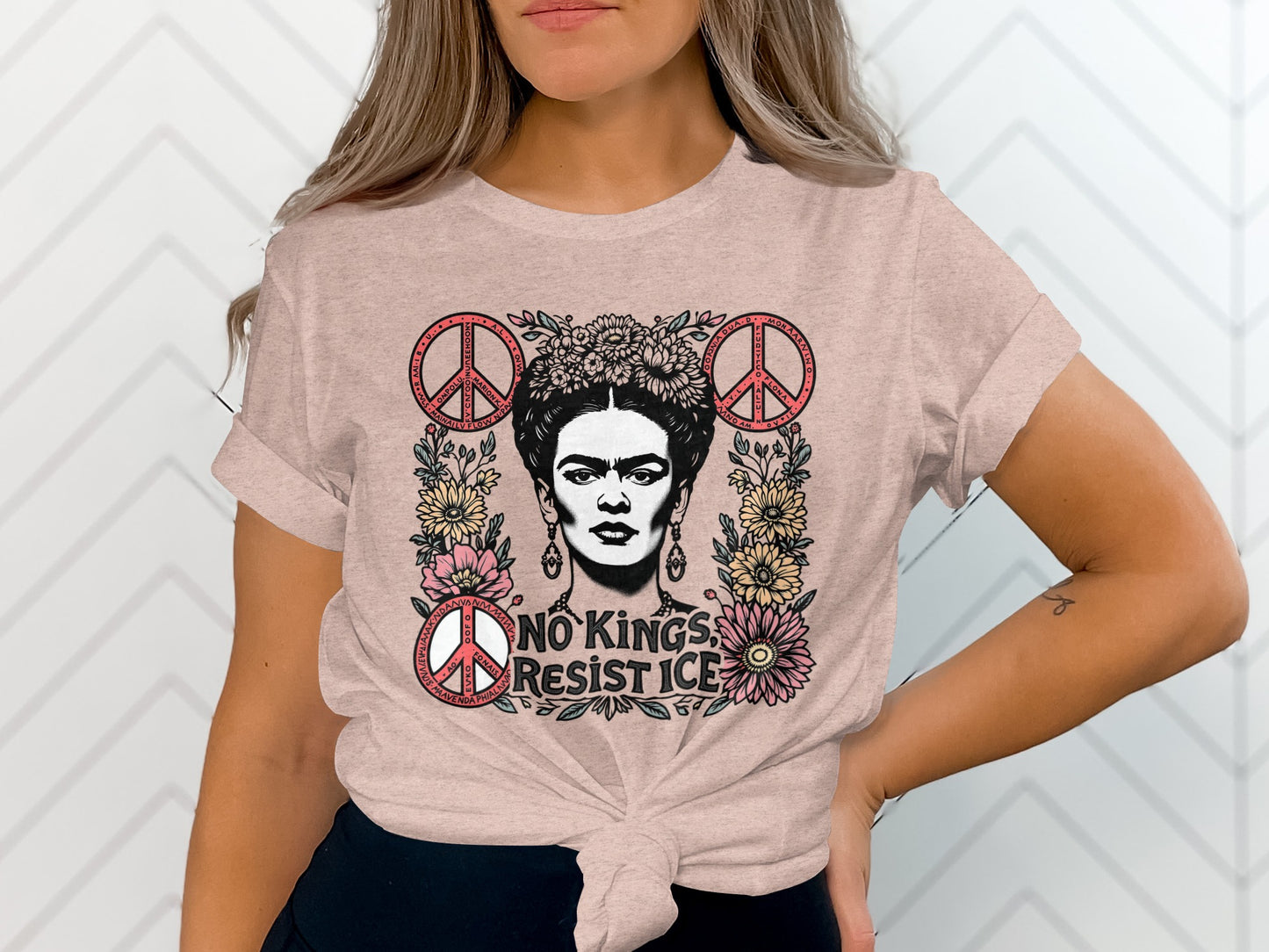 No Kings Resist ICE With Peace Signs T-shirt product