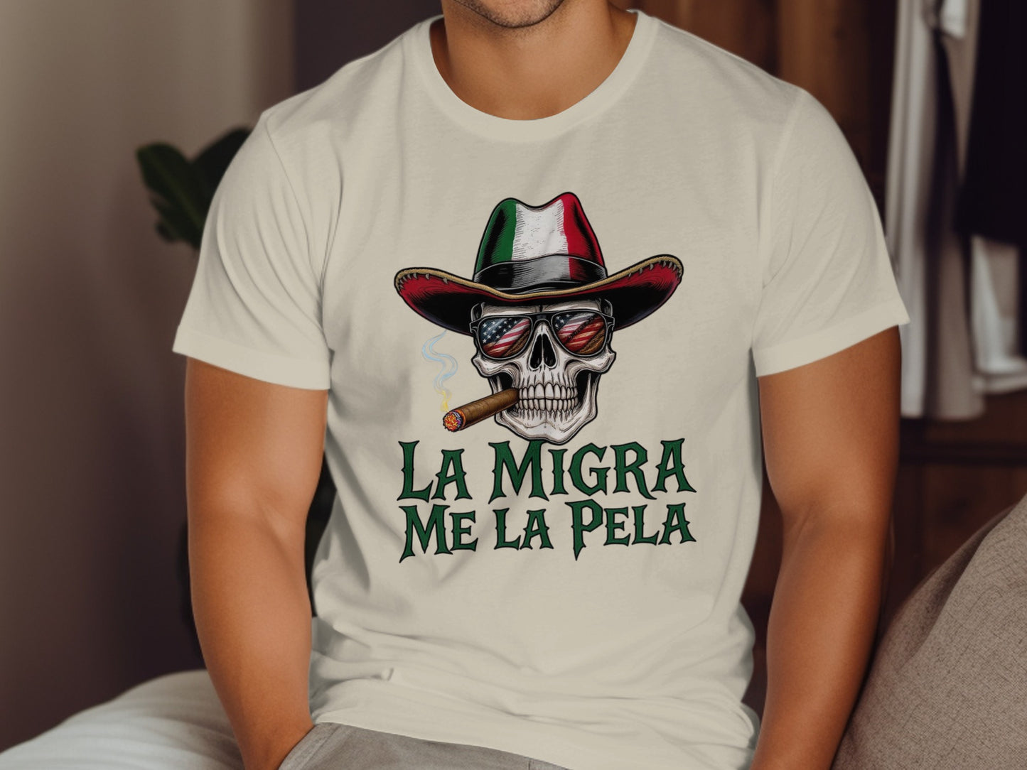 La Migra Me La Pela Skull Graphic Tee product