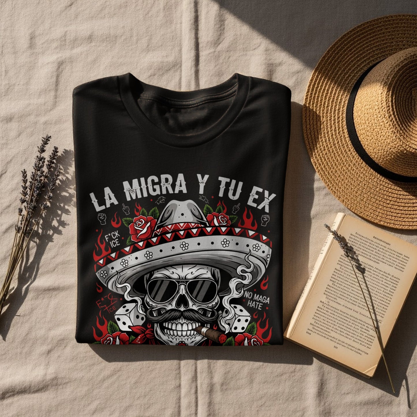 La Migra Y Tu Ex Skull Design Graphic T-Shirt product