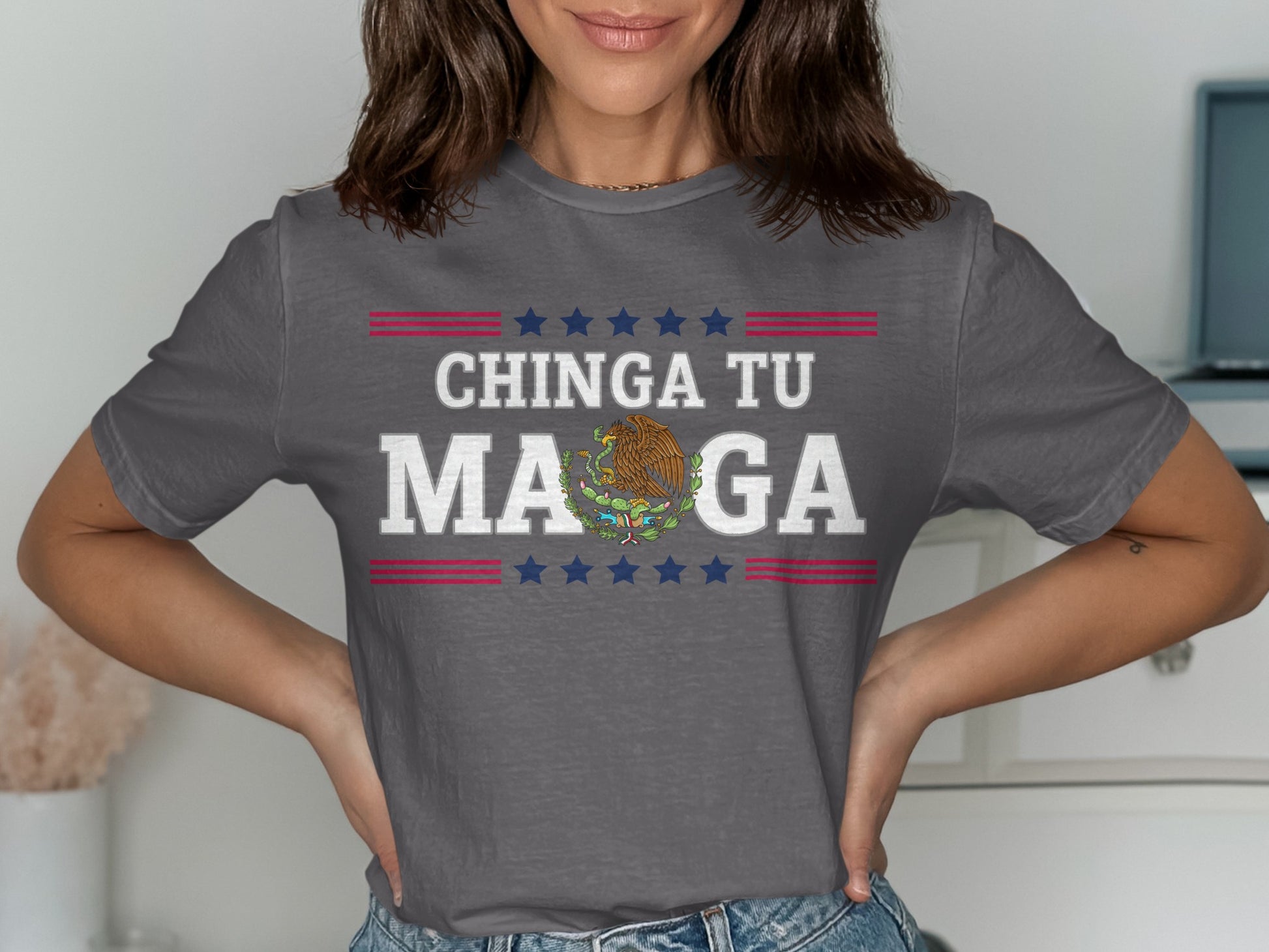 Chinga Tu MAGA Stars Design Graphic Shirt product