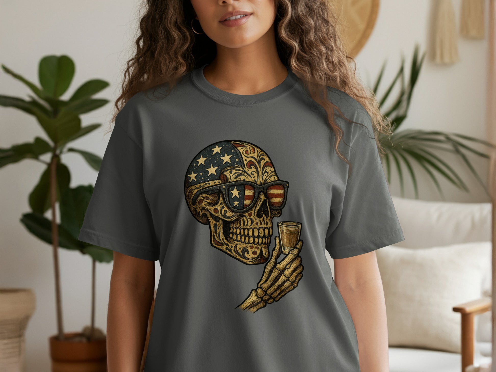 Vintage Patriotic Skull with Sunglasses T-shirt product