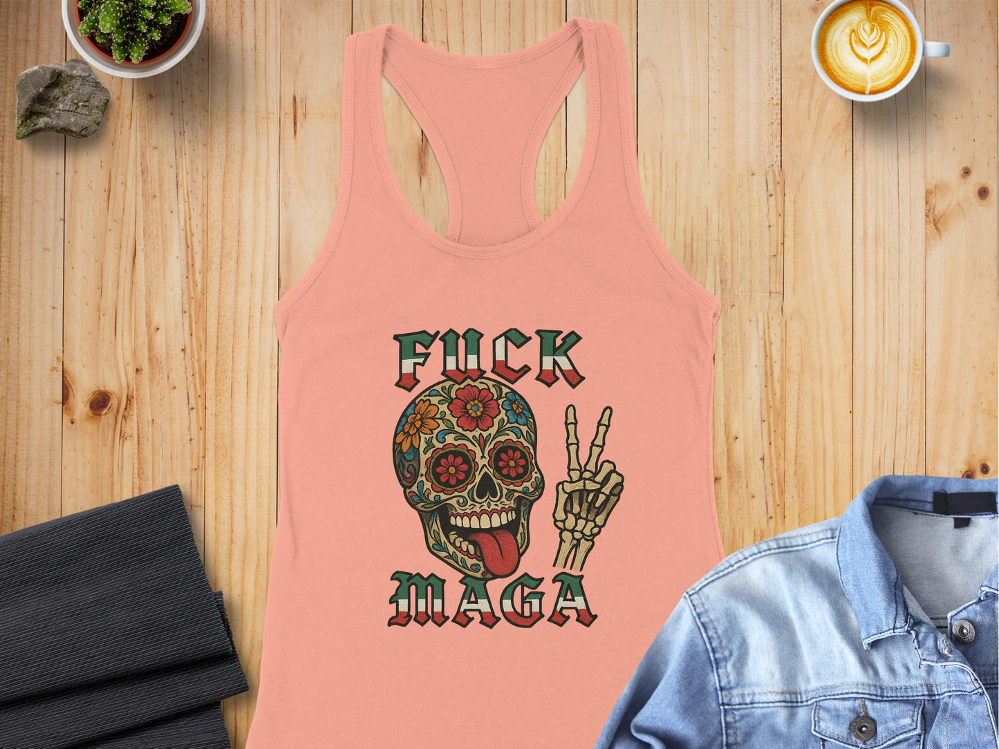 Bold Graphic Skull Fuck Maga Racerback Tank product
