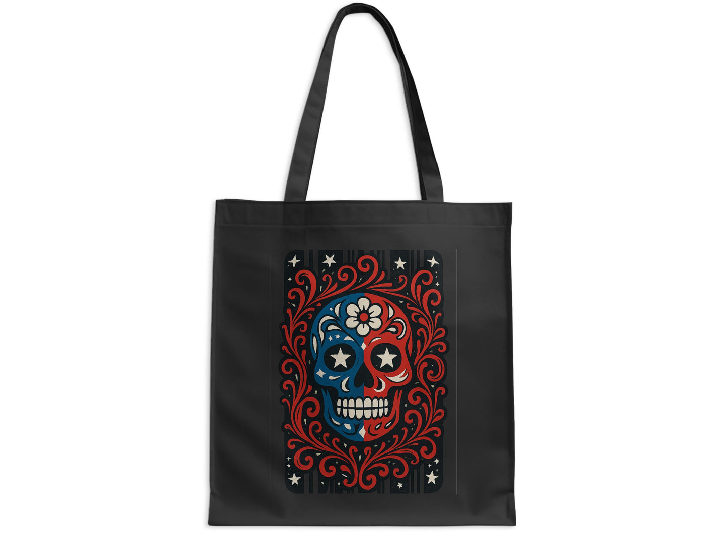 Colorful Skull Design Black Tote Bag product type