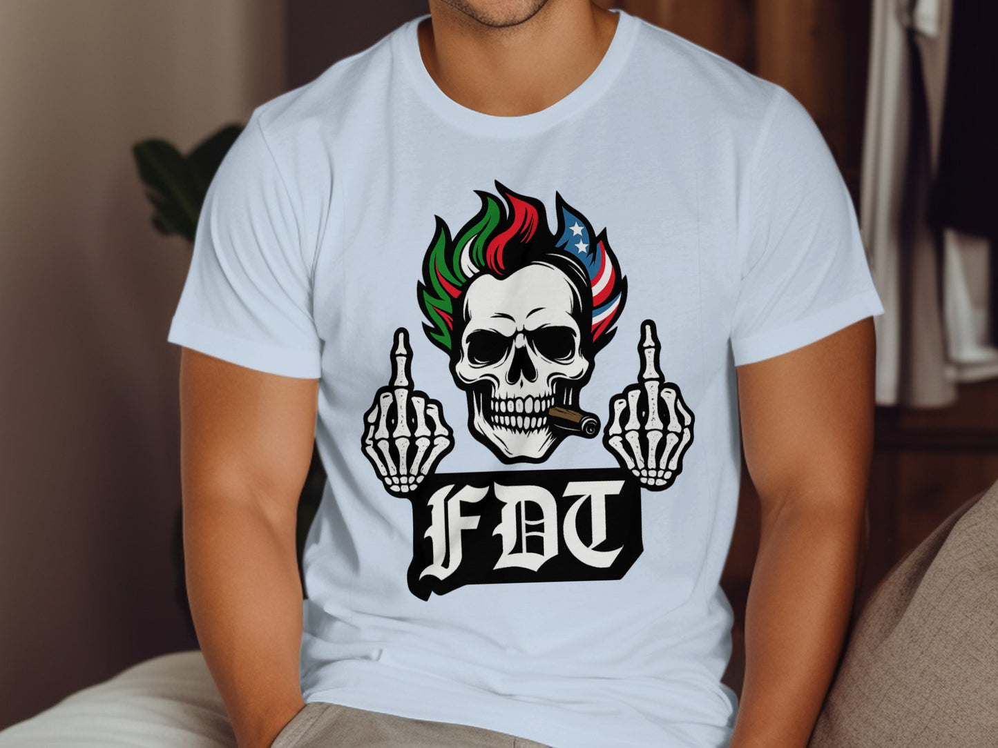FDT Skeleton Skull with Middle Fingers T-shirt product
