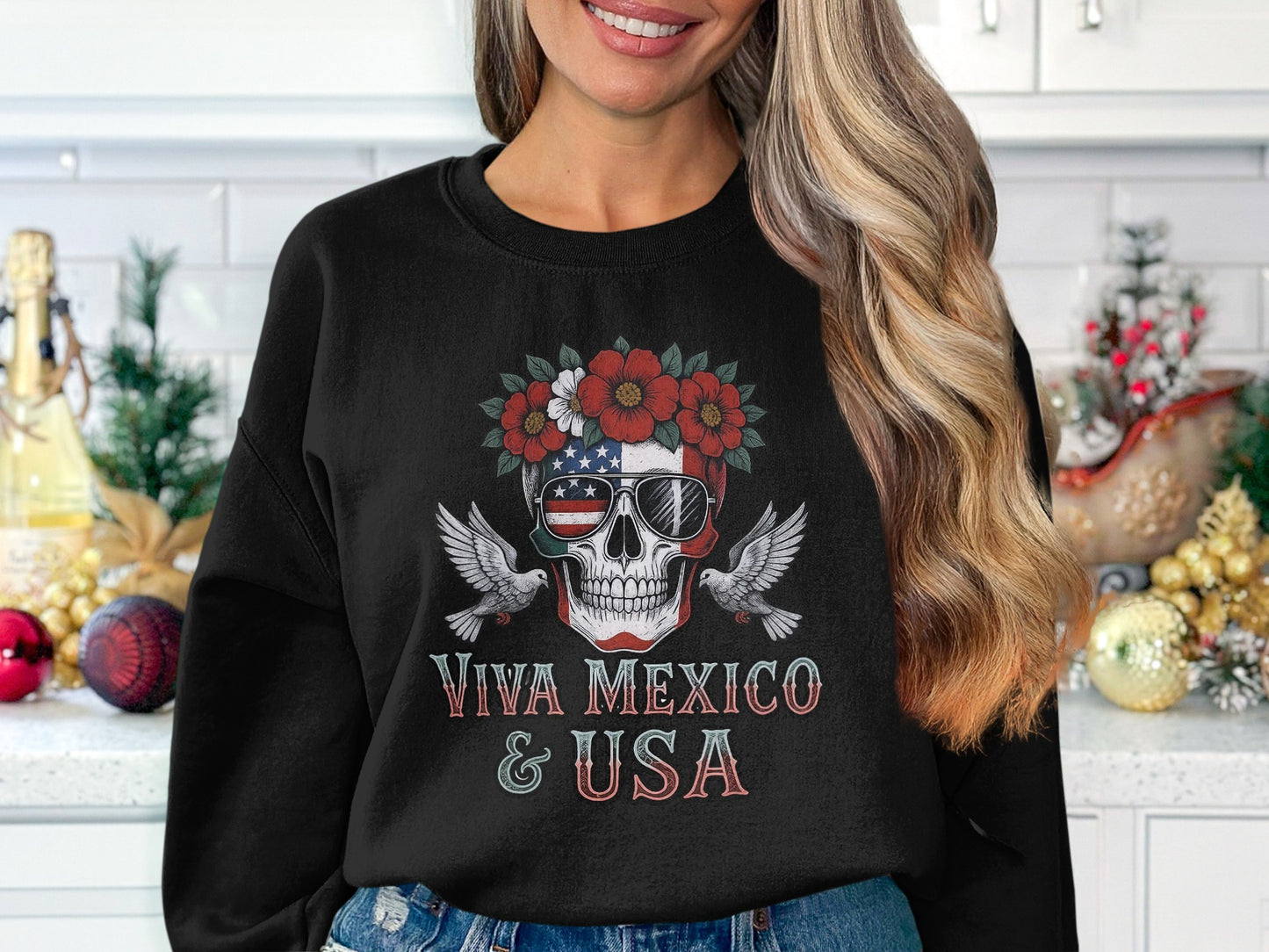 Viva Mexico USA Skull Sweatshirt product