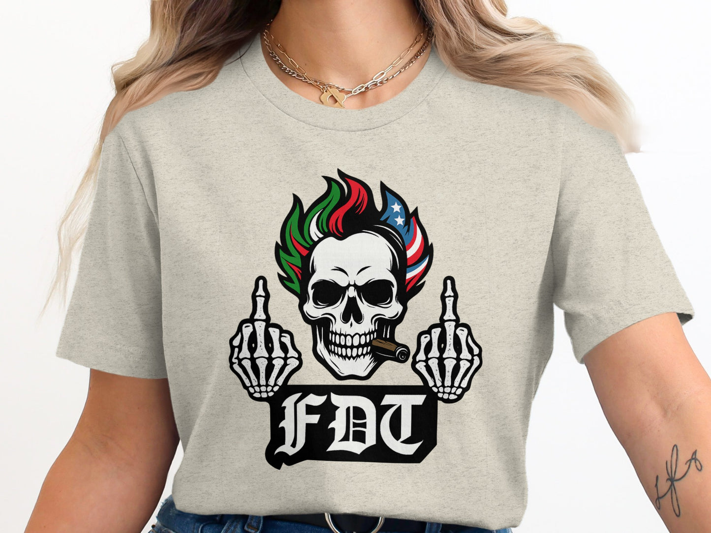 Fiery Skull FDT Gesture Graphic T-Shirt product
