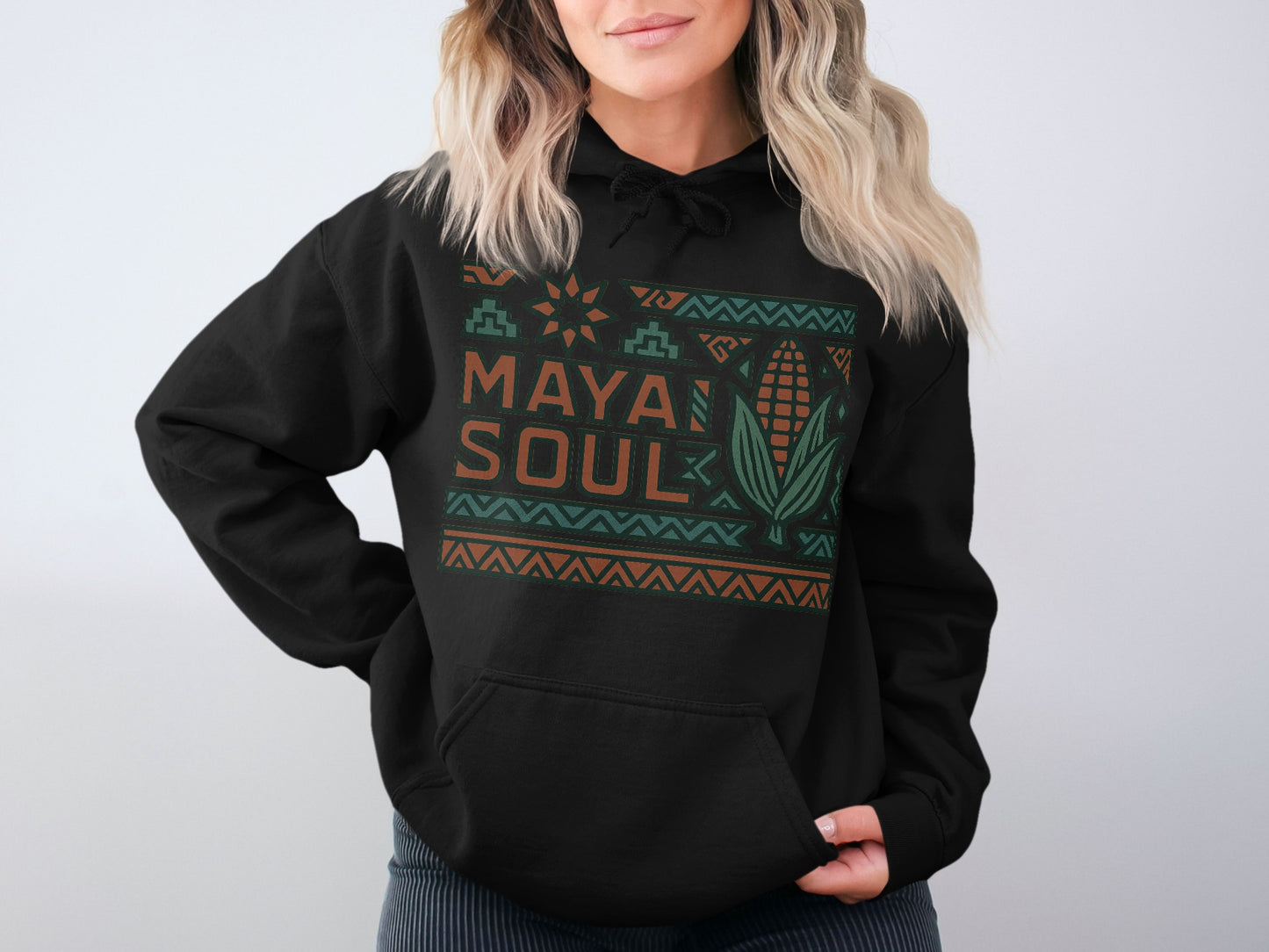 Stylish Black Mayan Soul Graphic Hoodie product
