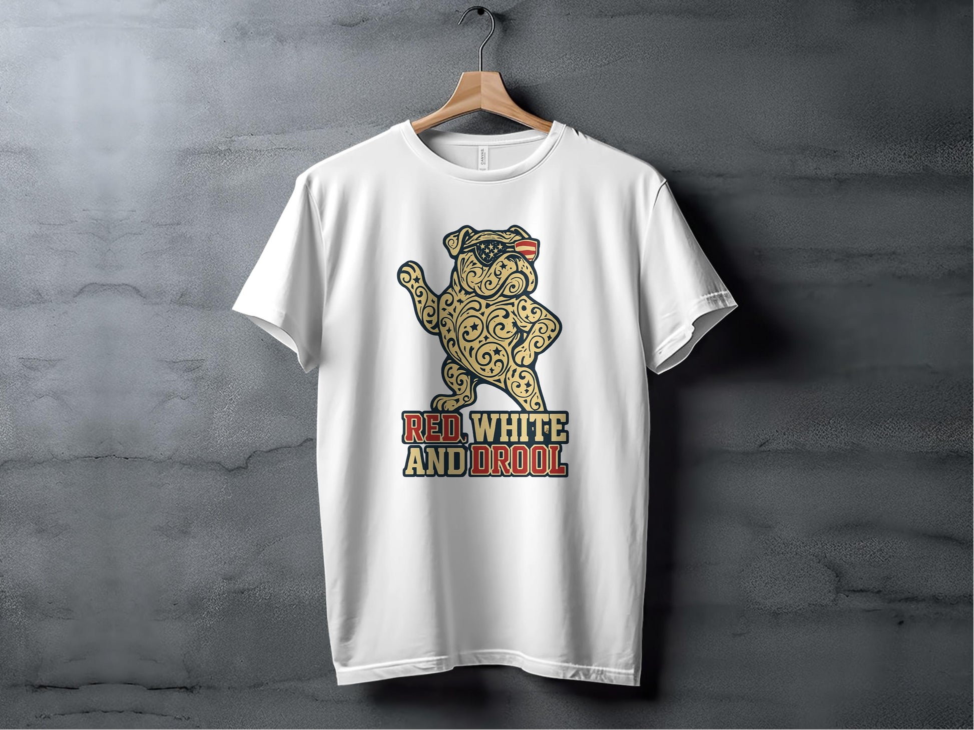 Red White And Drool Bulldog Graphic T-shirt product type