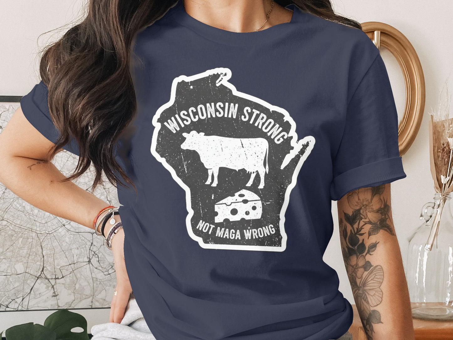 Wisconsin Strong Not Maga Wrong Graphic T-Shirt product