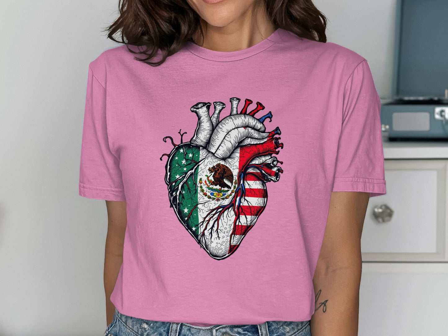 Heart Design Flag Art Pink Graphic T-Shirt product type