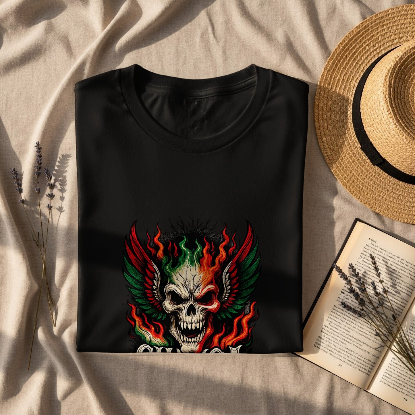 Skull With Colorful Flames Graphic T-Shirt product