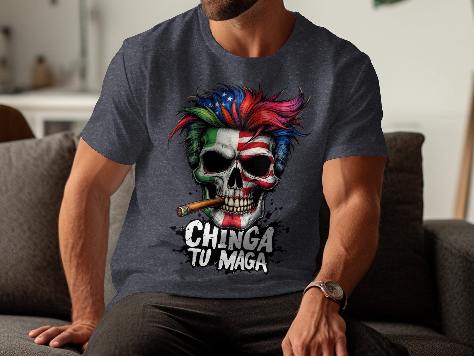 Chinga Tu Maga Skull Graphic Tee Statement Shirt product type