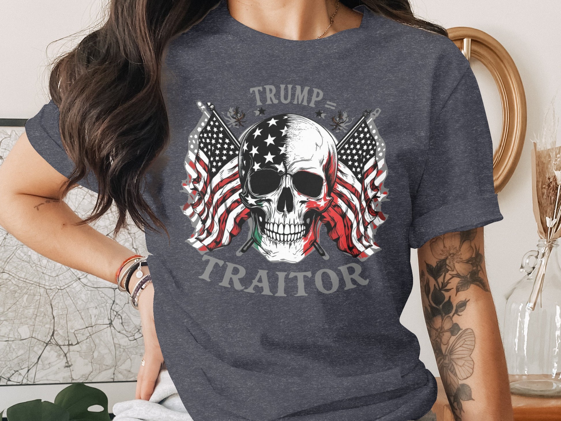 Trump Skull American Flags Traitor Graphic Tee product