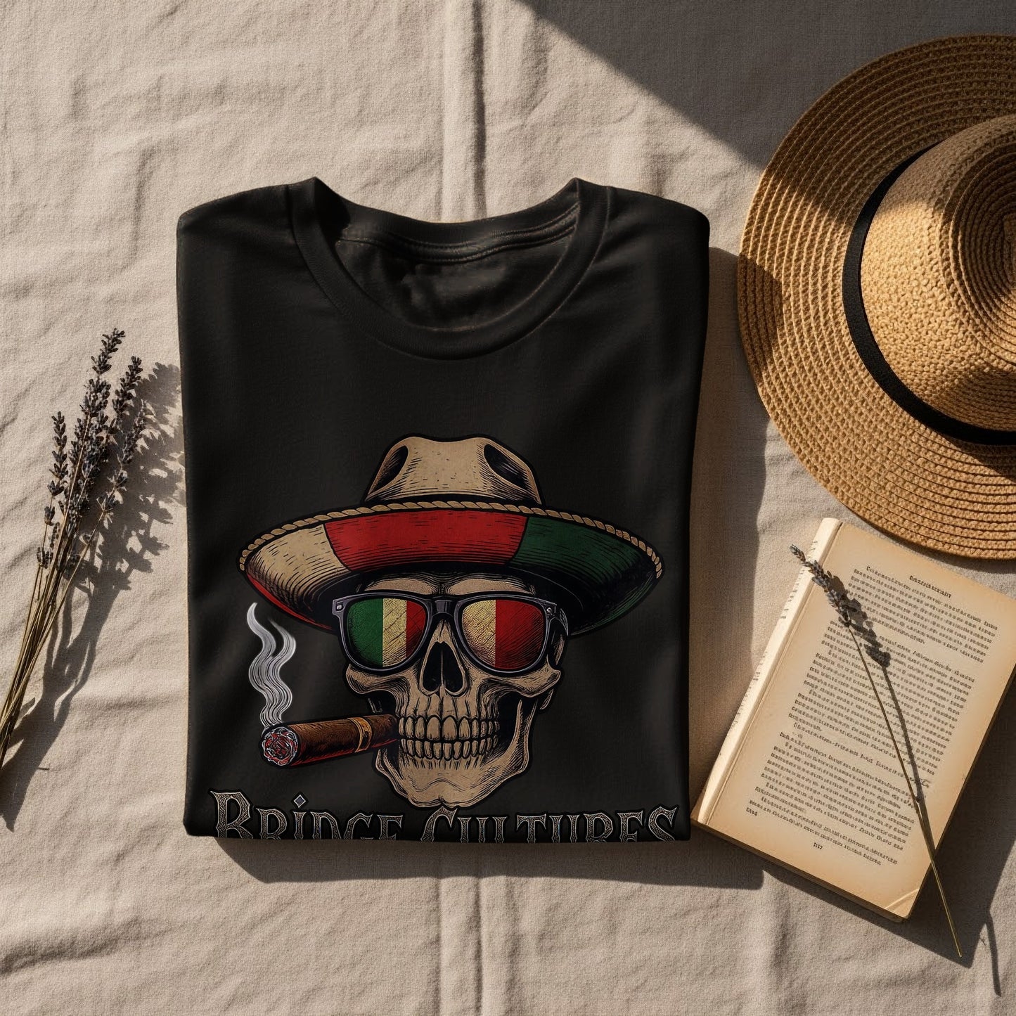 Bridge Cultures Skull with Sombrero T-shirt product