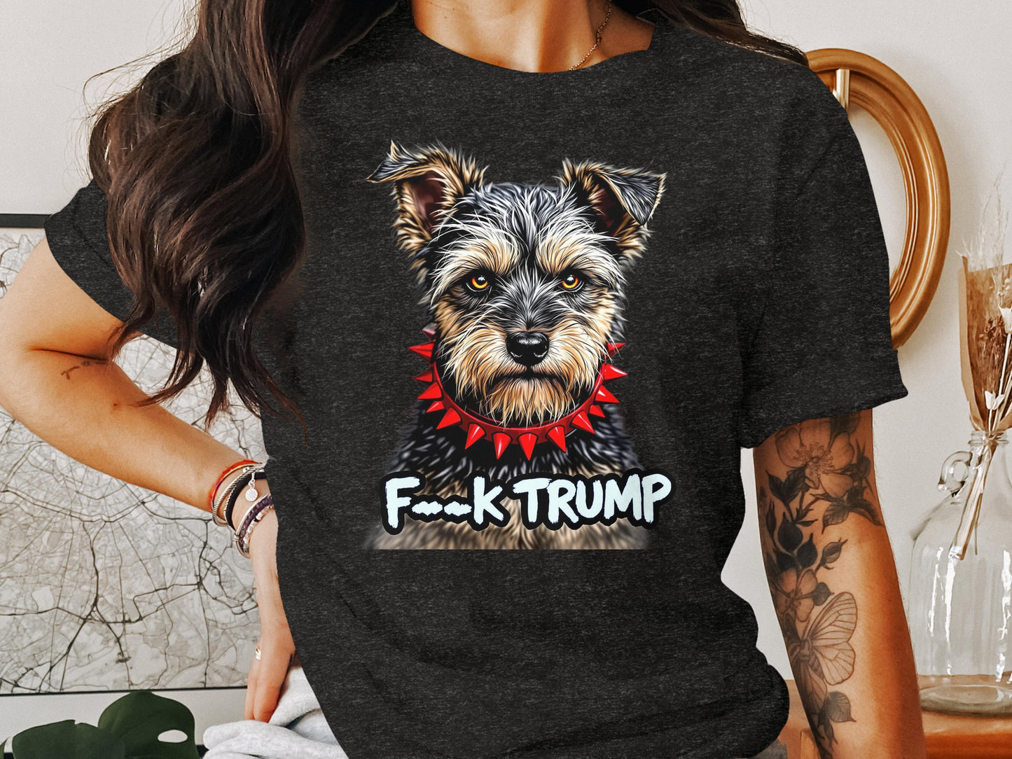 Funny Dog Anti Trump Tee Black Graphic Shirt product