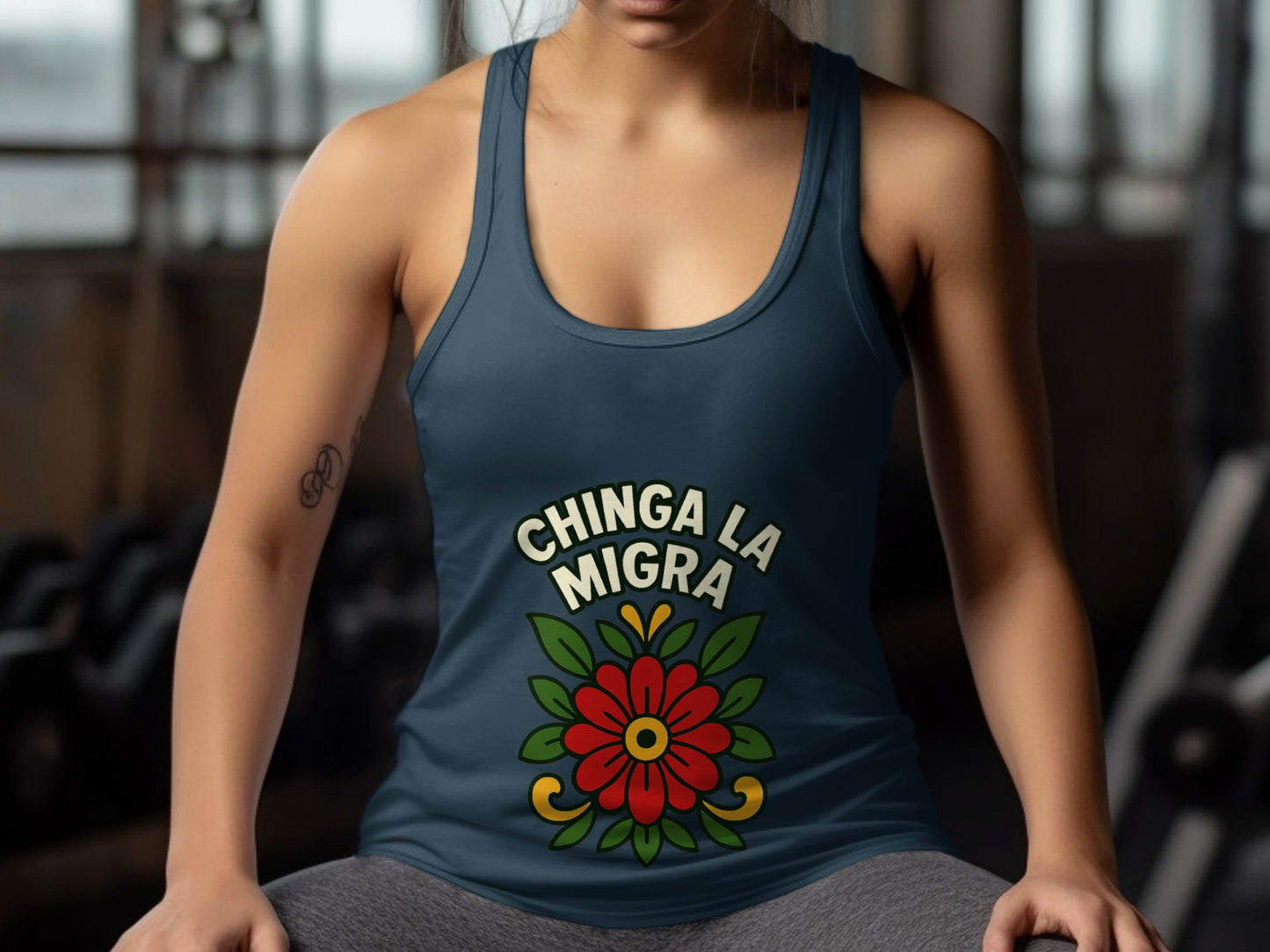 Chinga La Migra Floral Design Tank Top product type